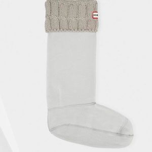 Hunter 6 Stitch Cable Knitted Cuff Tall Boot Socks in color Greige - Size Medium